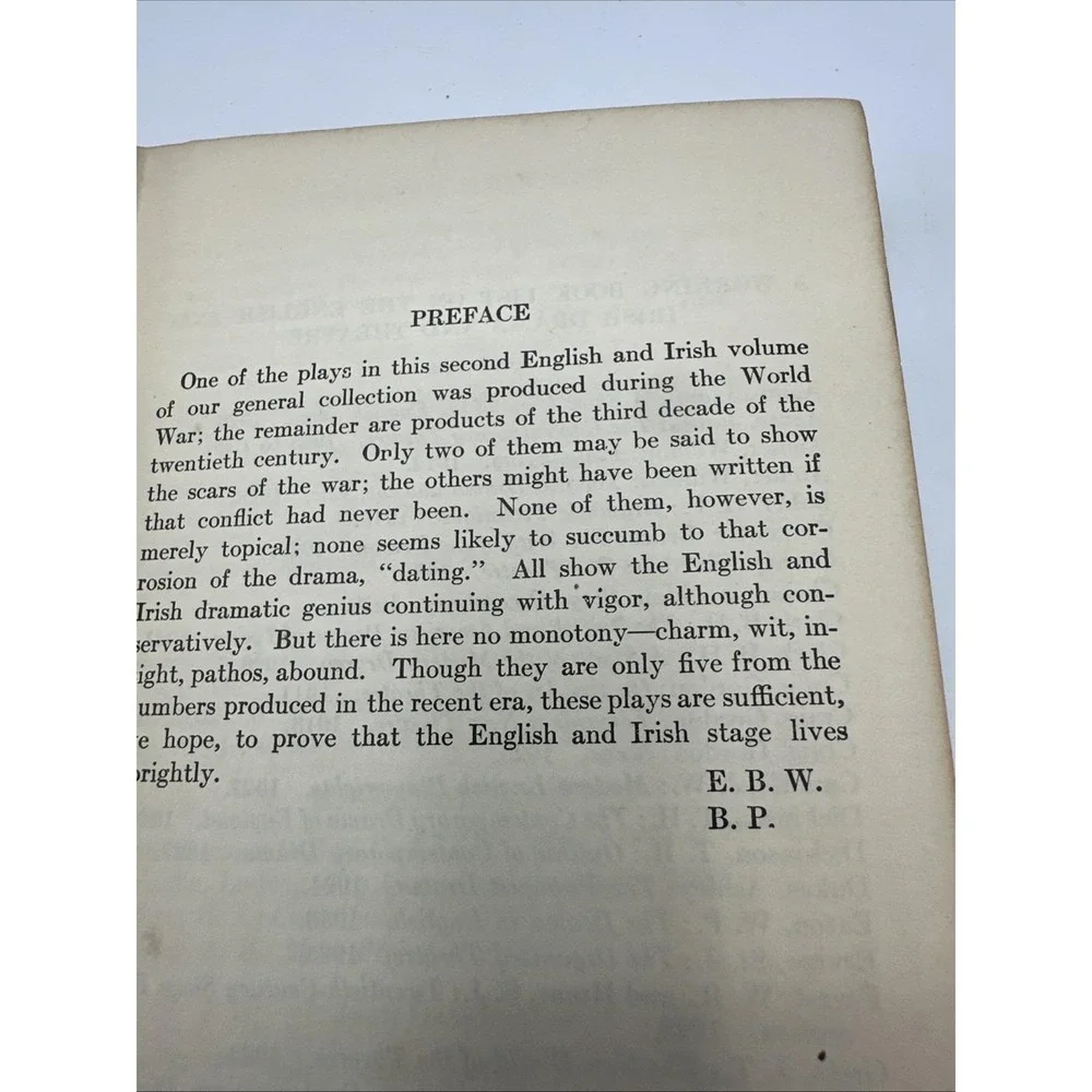 Contemporary Drama English and Irish Plays II Book by Watson & Pressey 1931 HC